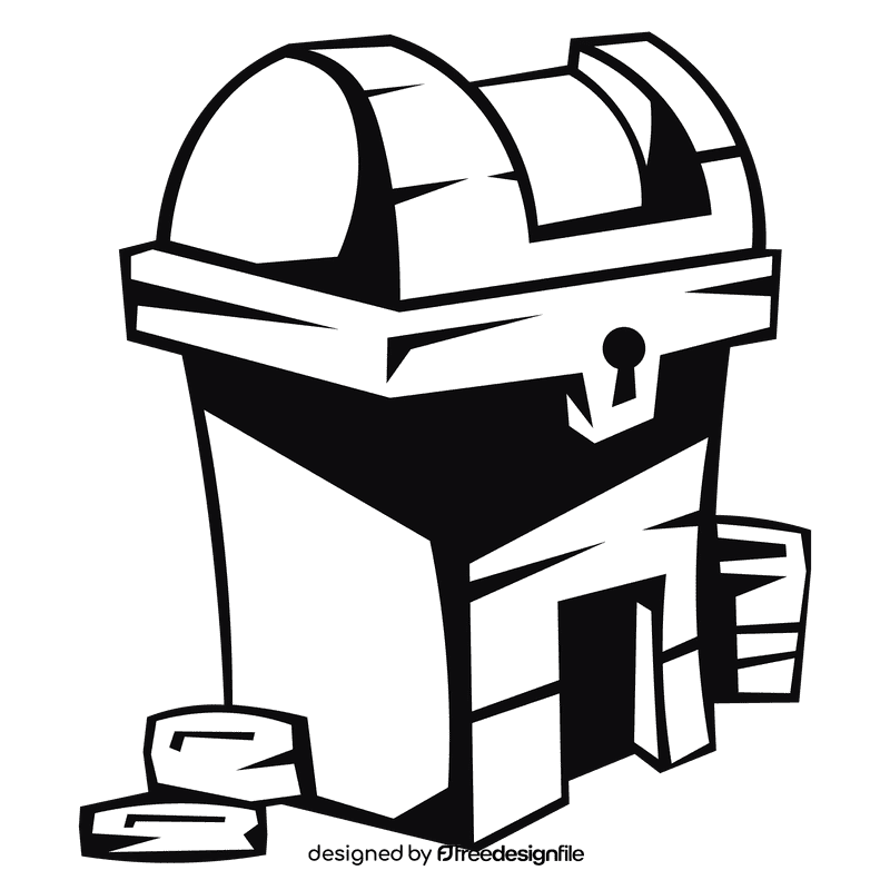 Treasure chest treasure black and white clipart