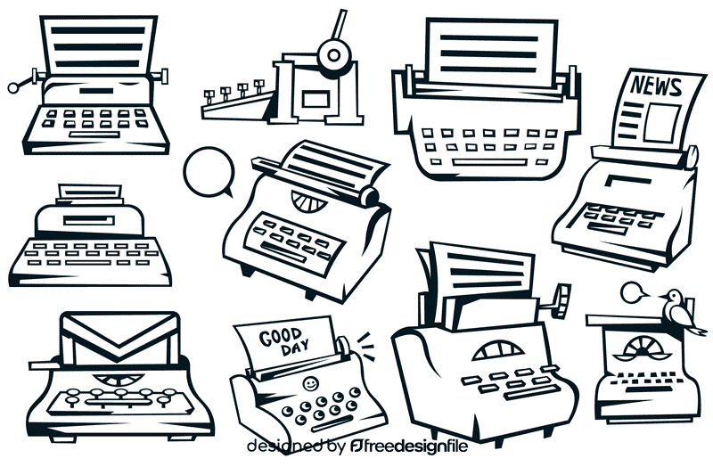 Typewriter black and white vector