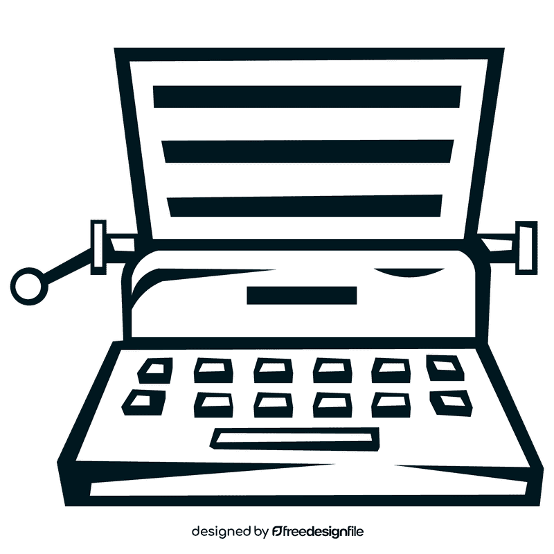 Typewriter front black and white clipart