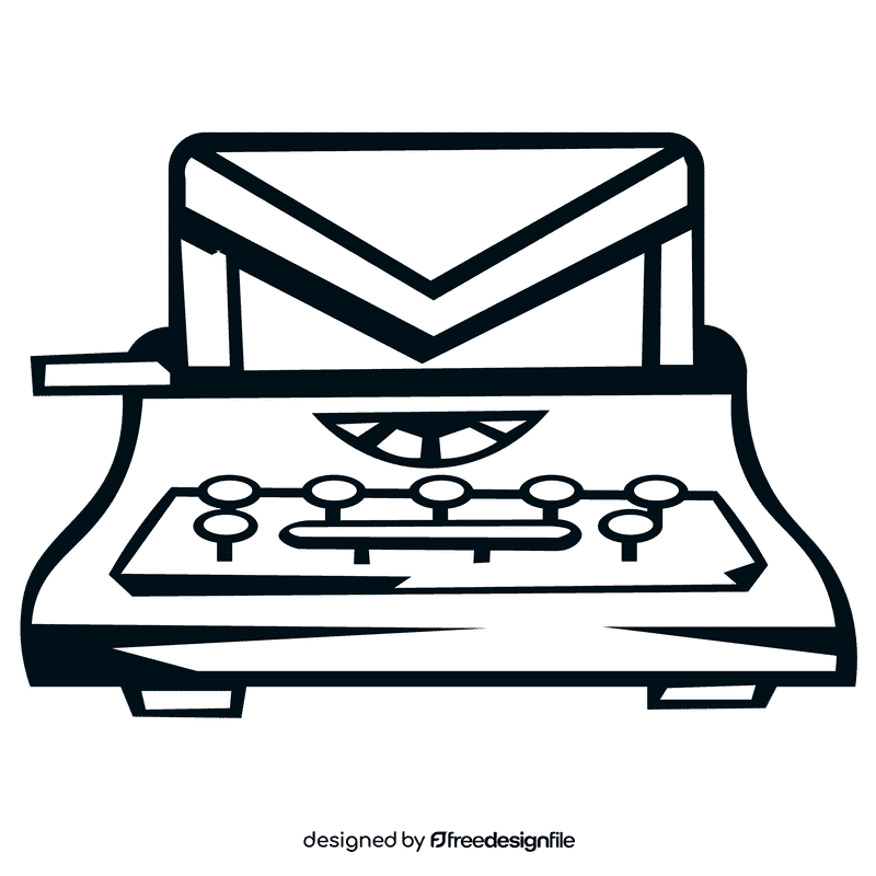 Typewriter letter black and white clipart