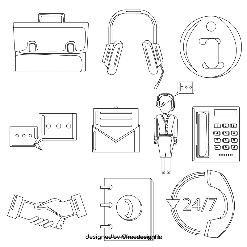 Consultant set black and white vector