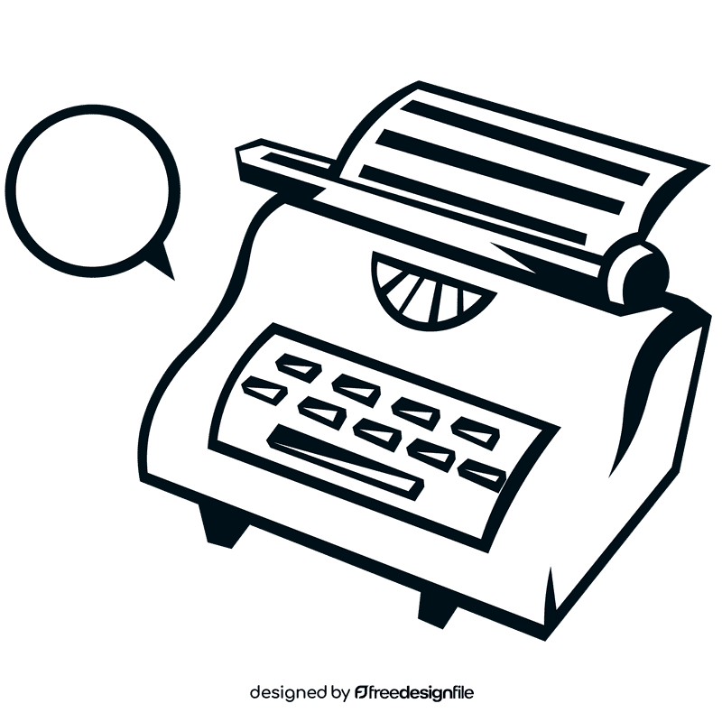 Typewriter love black and white clipart