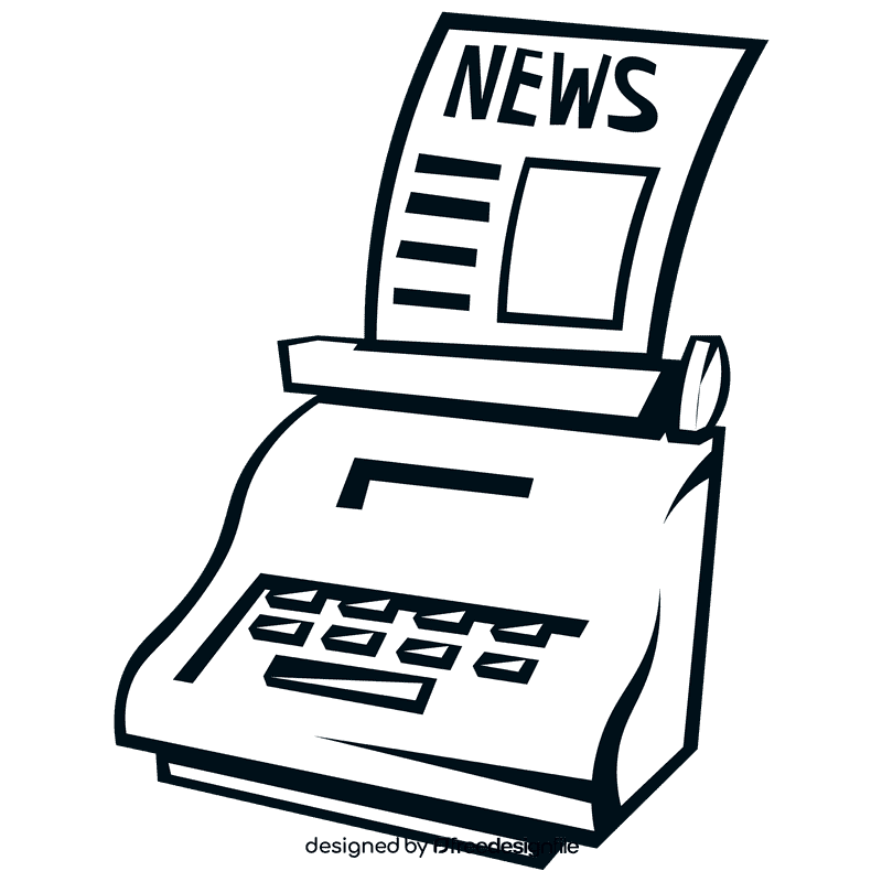 Typewriter news black and white clipart