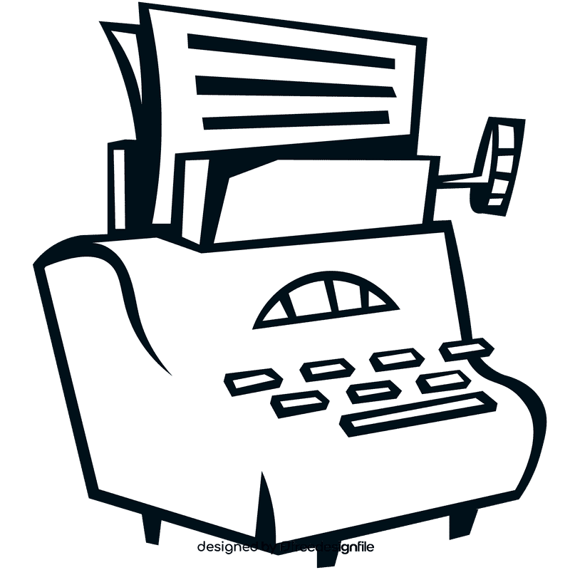 Typewriter three quarters black and white clipart