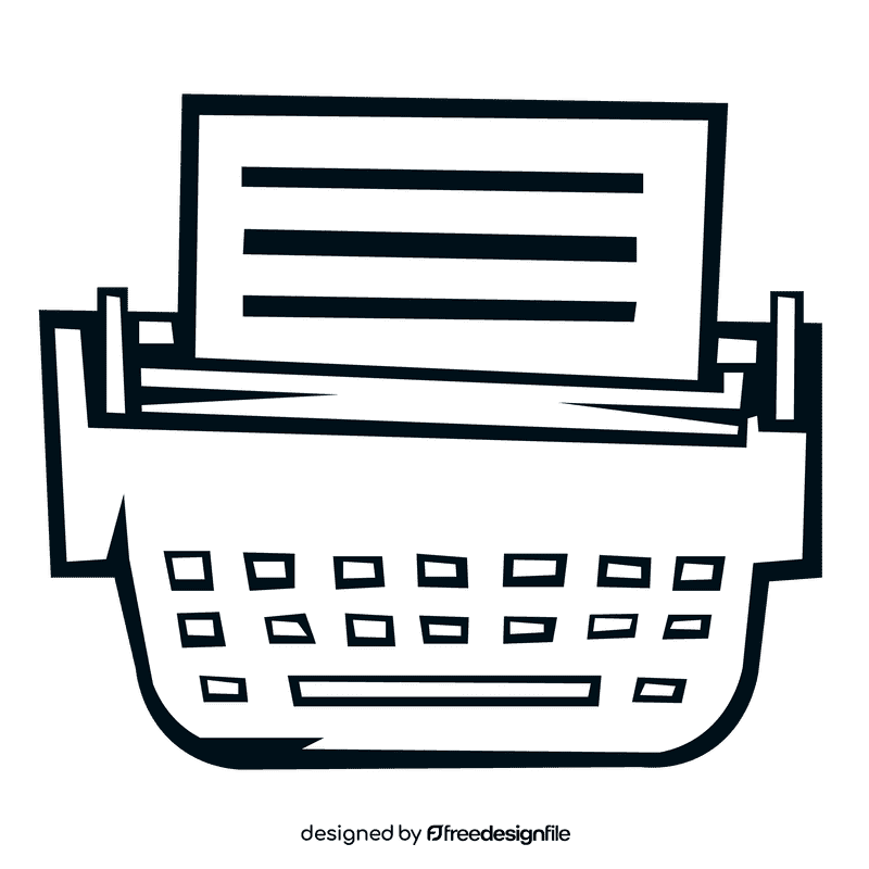 Typewriter up view black and white clipart