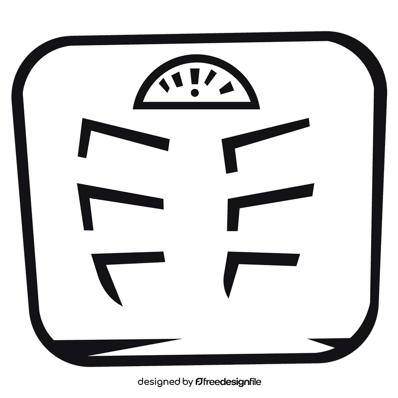 Weighting scale floor black and white clipart