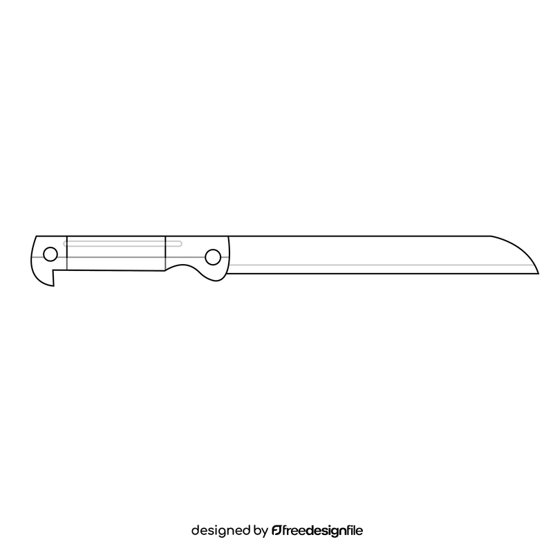 Kitchen knife drawing black and white clipart