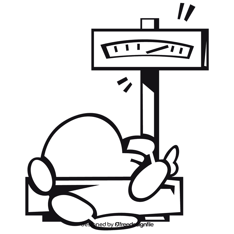 Weighting scale meat black and white clipart