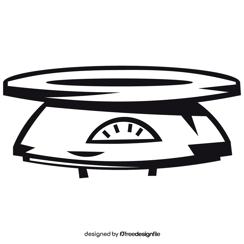 Weighting scale round black and white clipart