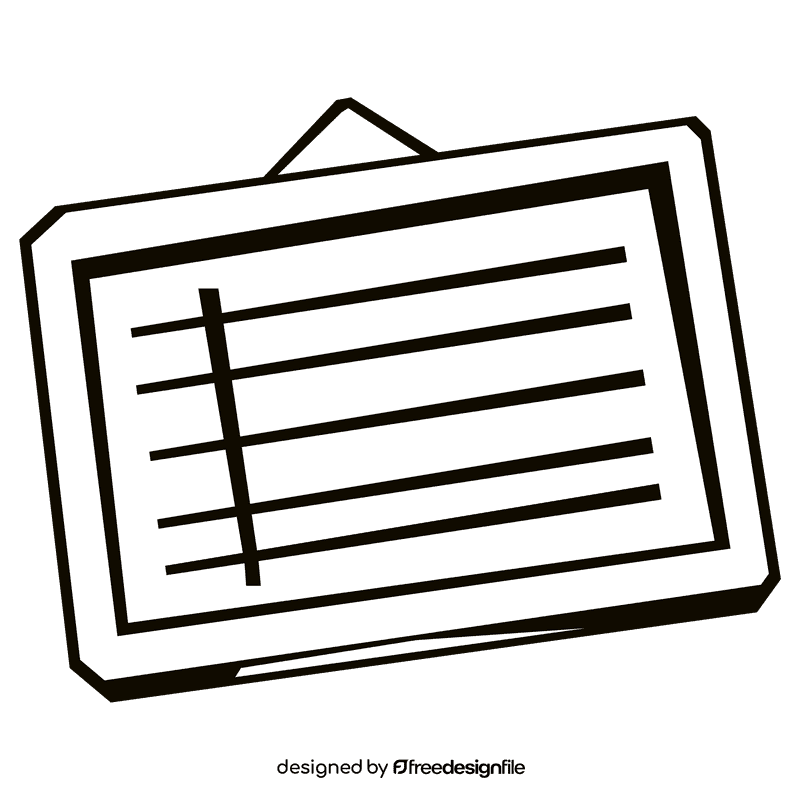 Whiteboard hanging black and white clipart