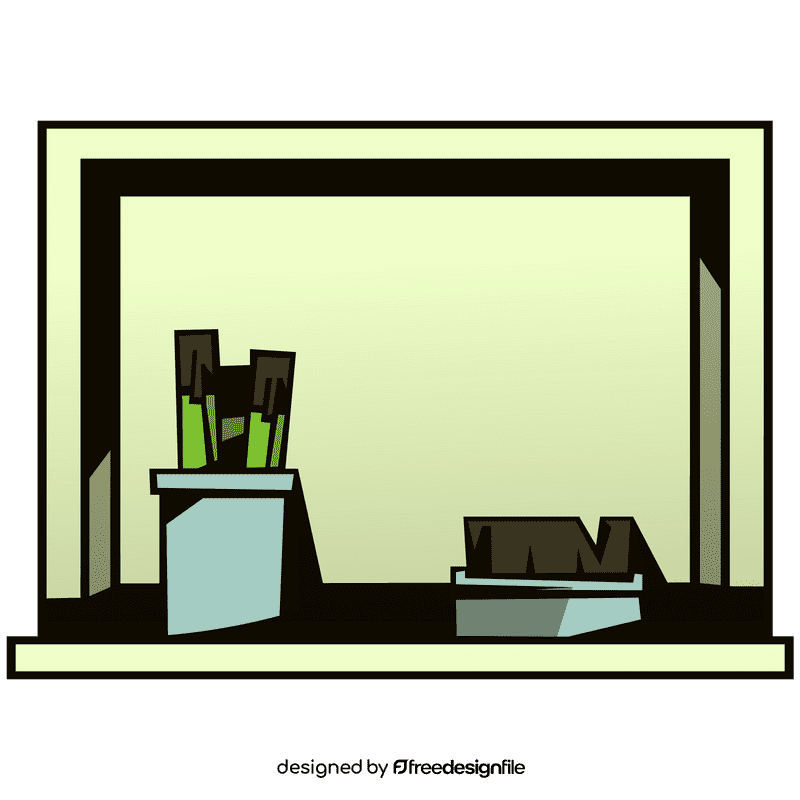 Whiteboard pencil and brush clipart