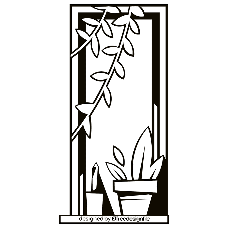 Whiteboard plants black and white clipart