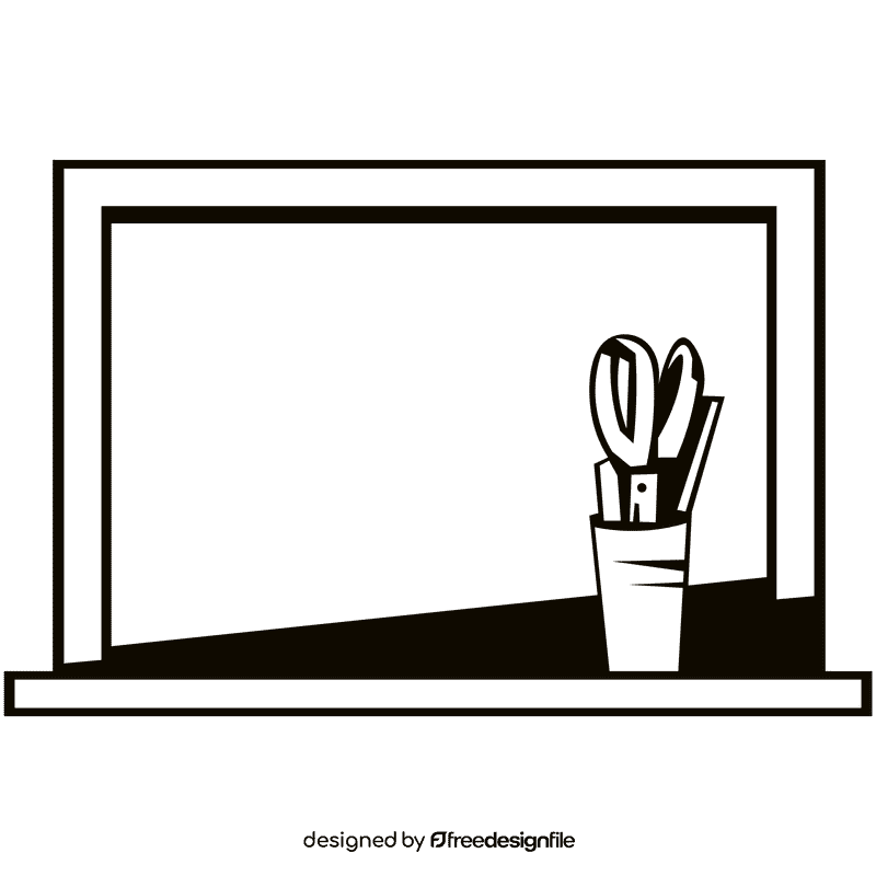 Whiteboard scissors black and white clipart