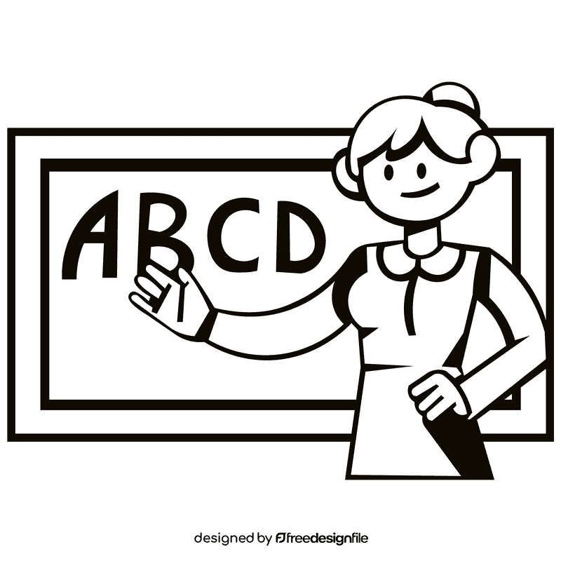 Whiteboard teacher black and white clipart