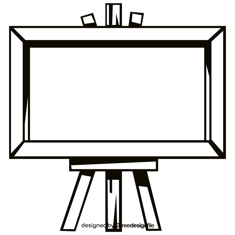 Whiteboard wooden stand black and white clipart