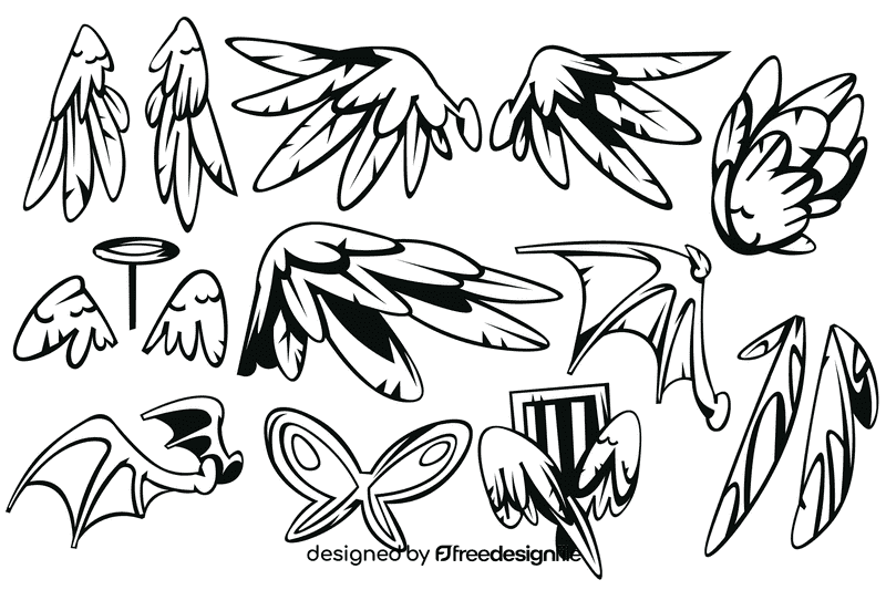 Wings black and white vector