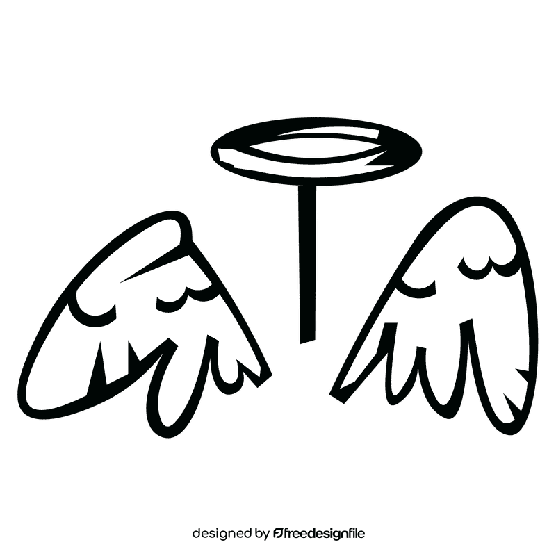 Wings angel black and white clipart