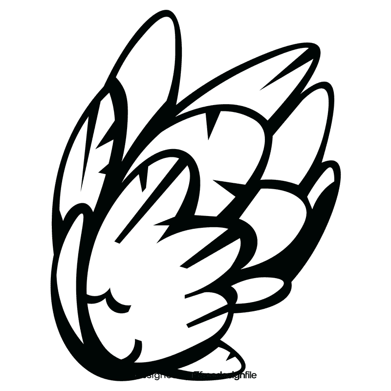 Wings cartoon black and white clipart