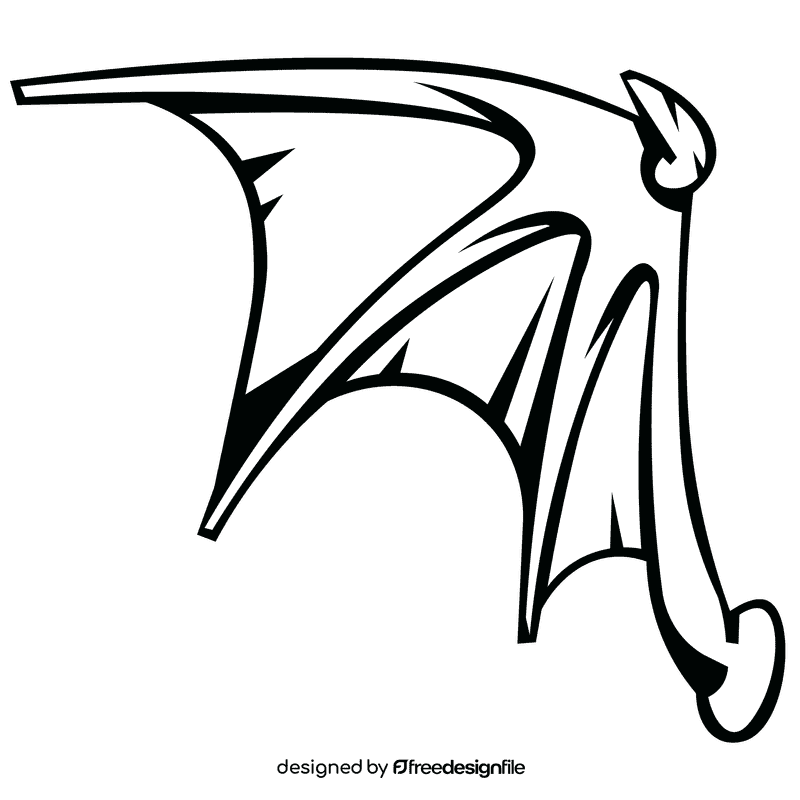 Wings devil horn black and white clipart