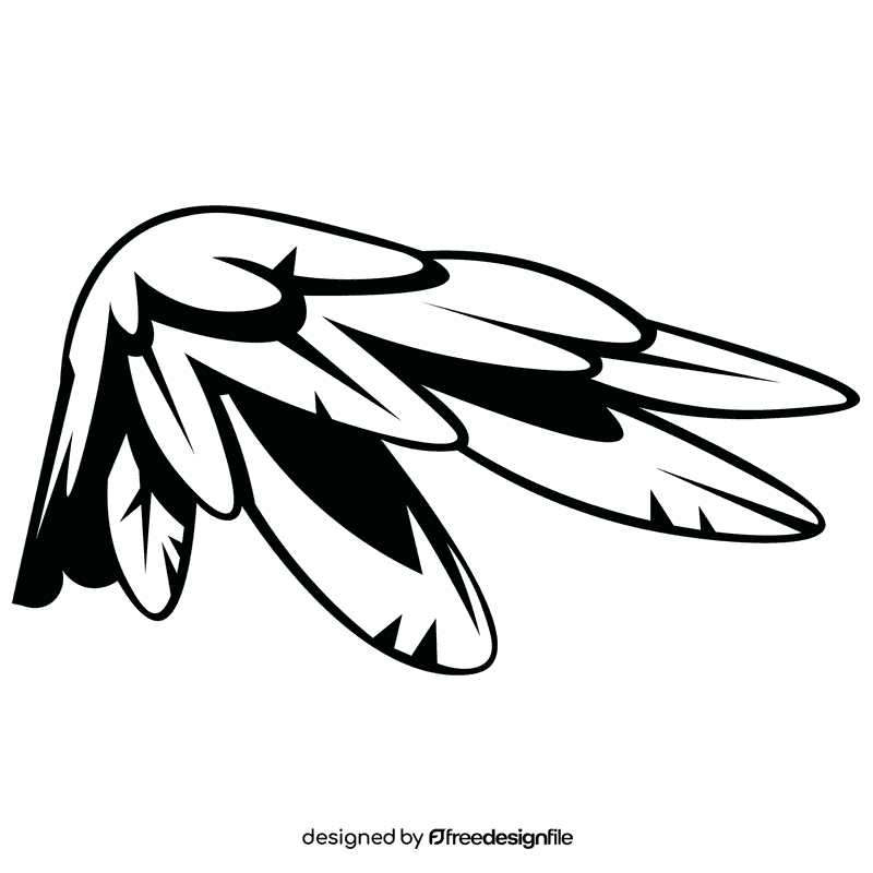 Wings one black and white clipart