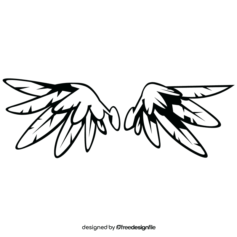 Wings opened black and white clipart