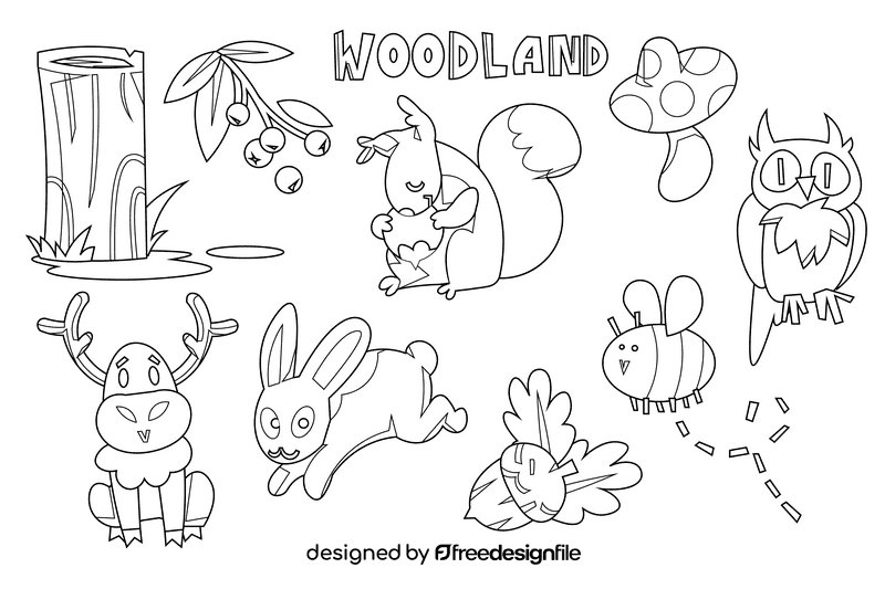 Woodland black and white vector