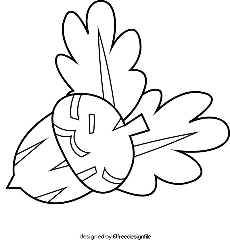 Woodland acorn black and white clipart