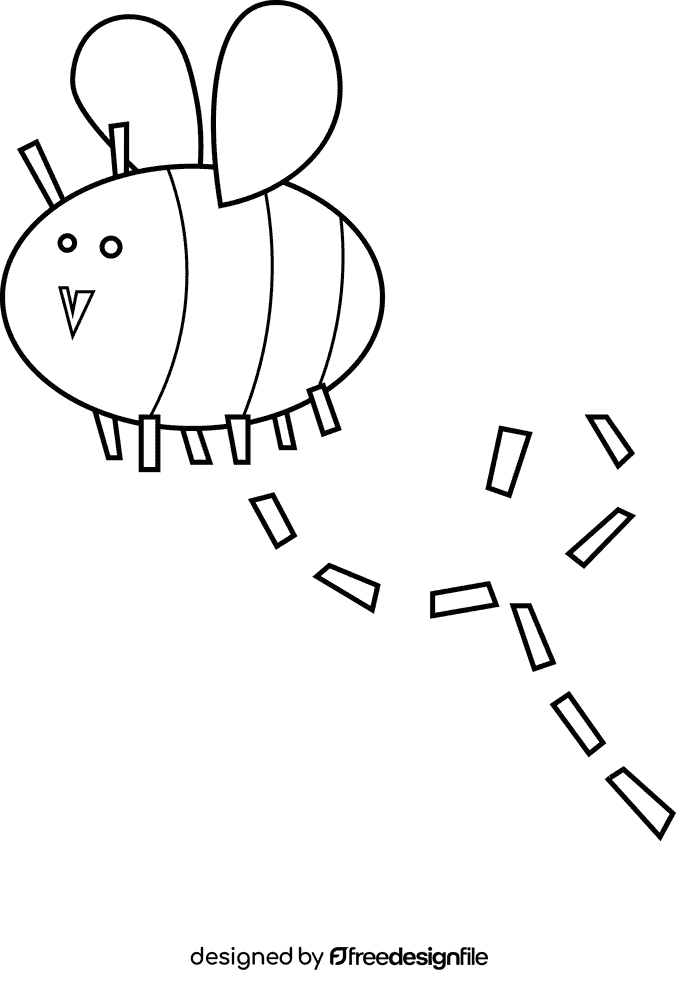 Woodland bee black and white clipart