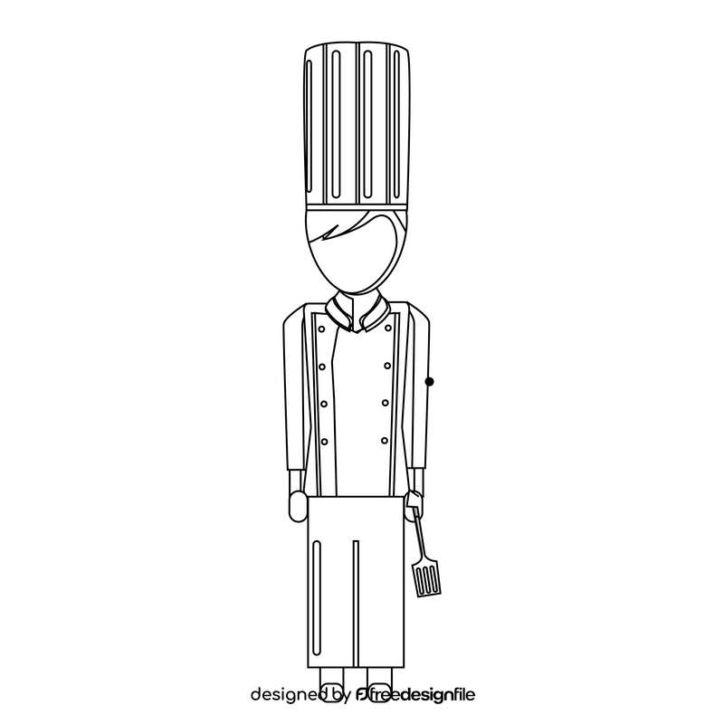Chef cook drawing black and white clipart