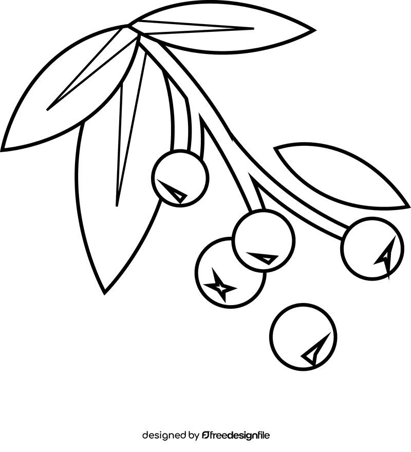 Woodland berries black and white clipart