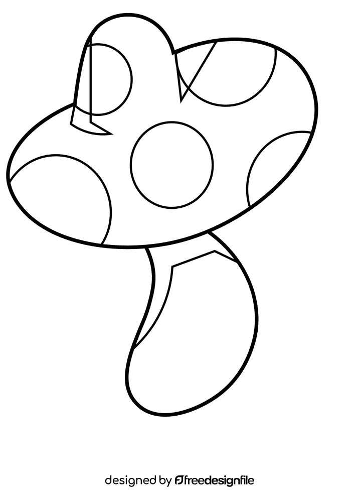 Woodland mushroom black and white clipart