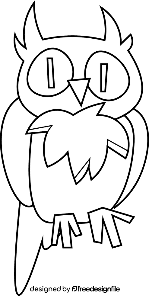 Woodland owl black and white clipart