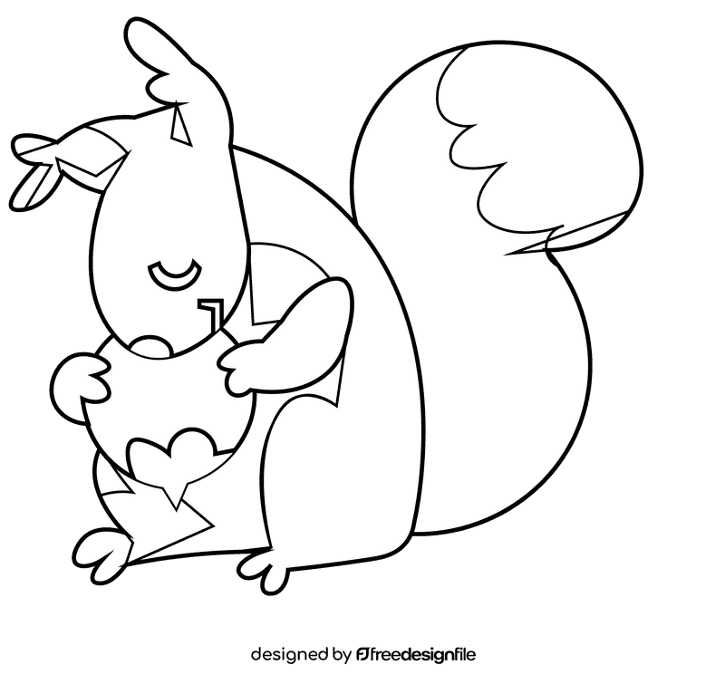 Woodland squirrel black and white clipart