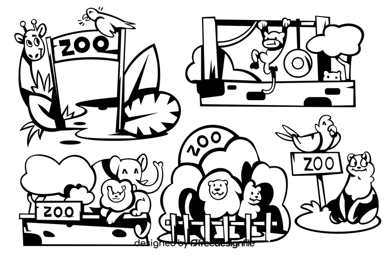 Zoo black and white vector