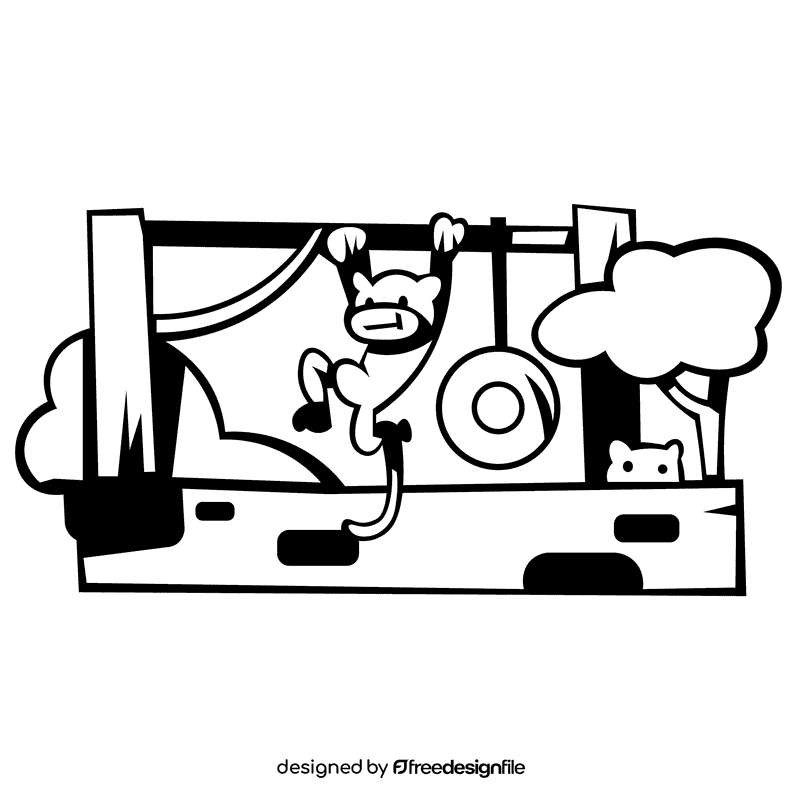 Zoo monkeys black and white clipart