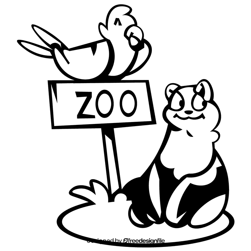 Zoo panda black and white clipart