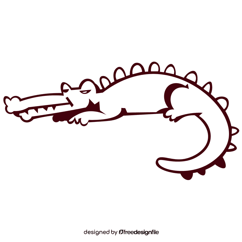 Zoo animal crocodile black and white clipart