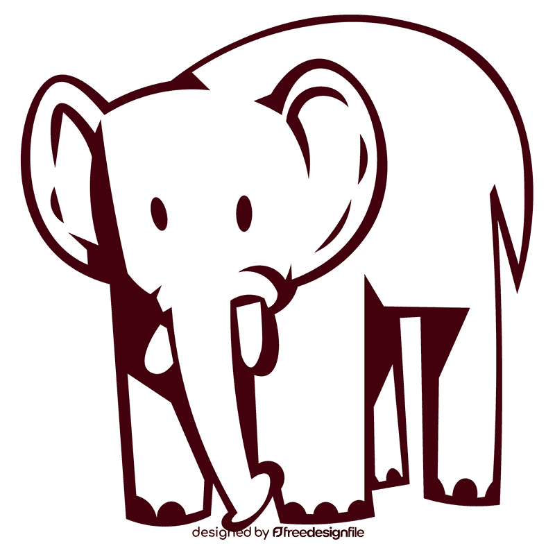 Zoo animal elephant black and white clipart