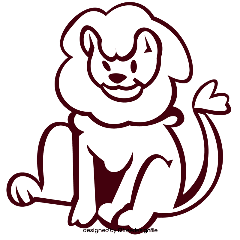Zoo animal lion black and white clipart