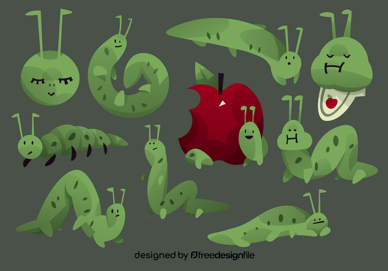 Caterpillar cartoon set vector