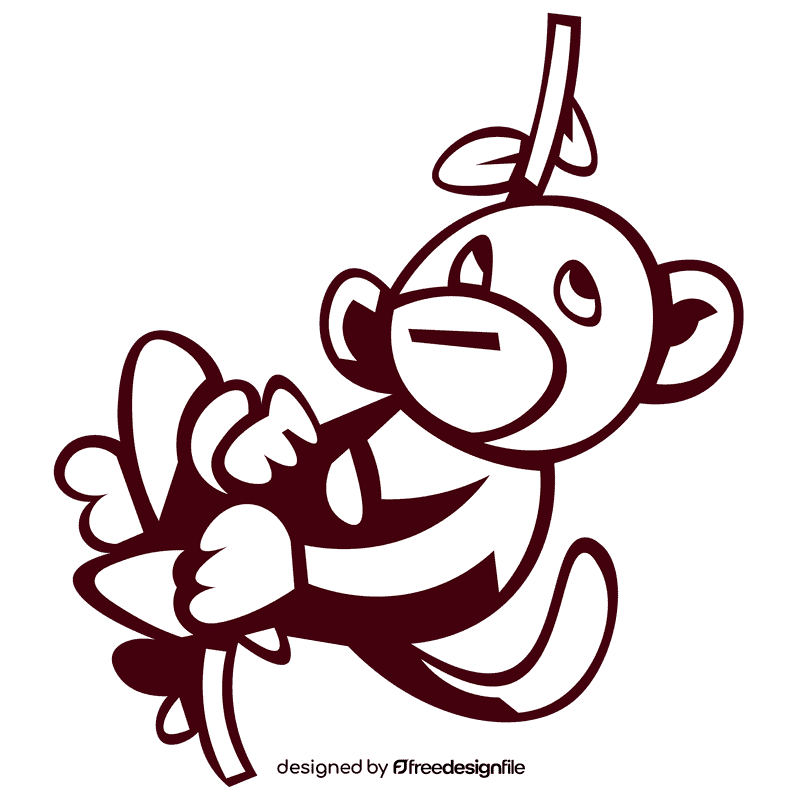 Zoo animal monkey black and white clipart