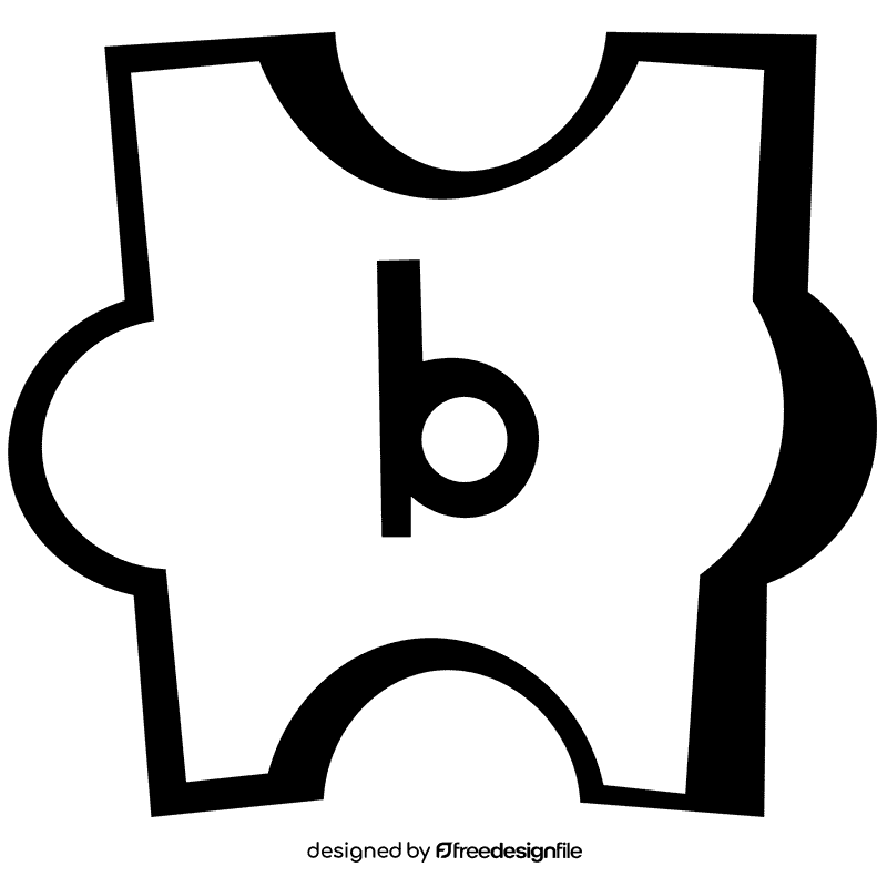 Alphabet b letter black and white clipart