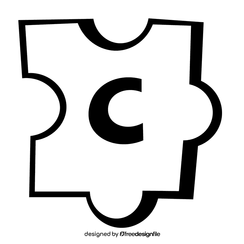 Alphabet c letter black and white clipart