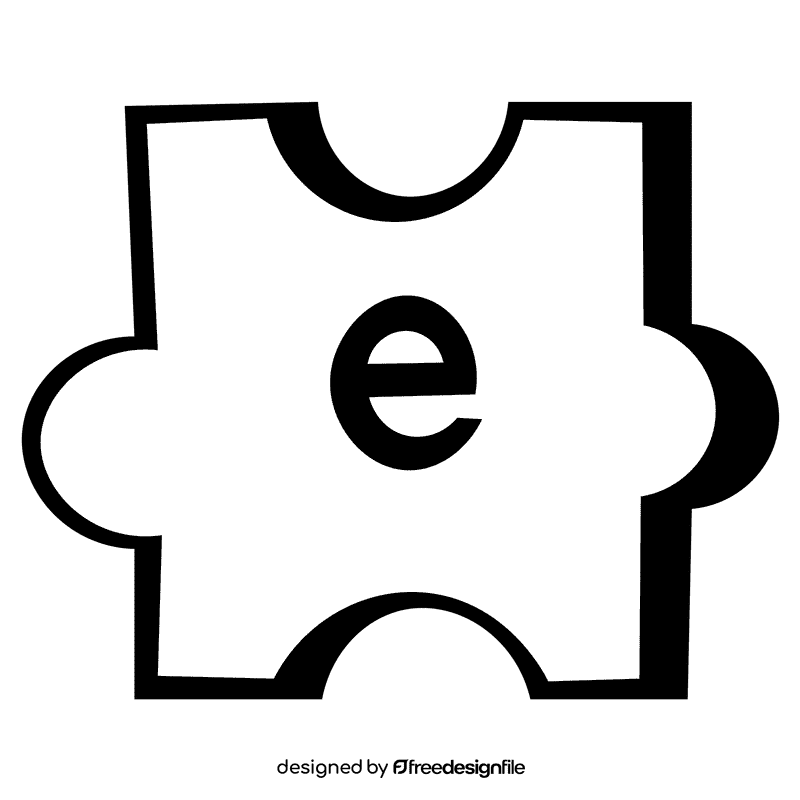 Alphabet e letter black and white clipart