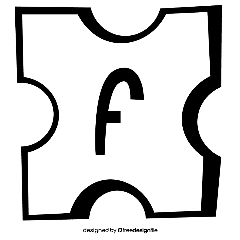 Alphabet f letter black and white clipart