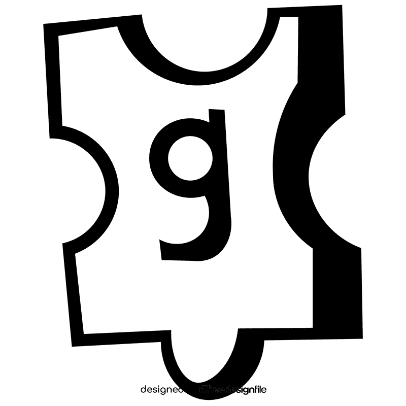 Alphabet g letter black and white clipart