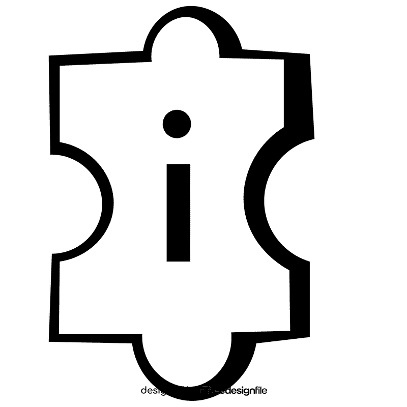 Alphabet i letter black and white clipart