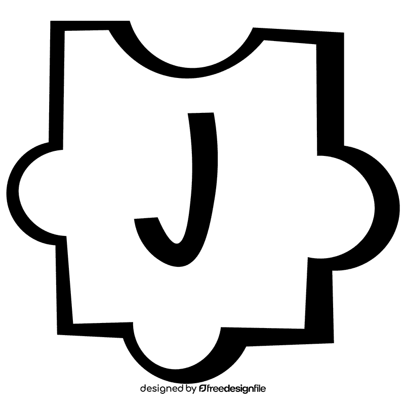 Alphabet j letter black and white clipart