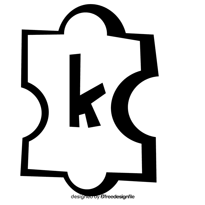 Alphabet k letter black and white clipart