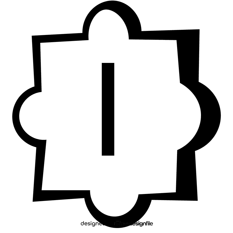 Alphabet l letter black and white clipart